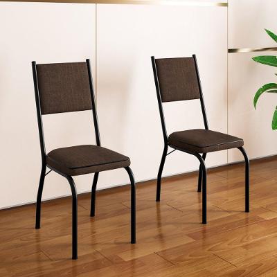 Kit 2 Cadeiras de Jantar 258 SF Aço Tubular Couro Sintético Preto Combo Stock