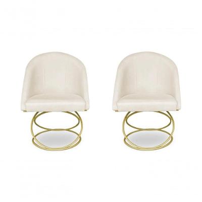 Kit 2 Cadeira De Jantar Luxo Base De Metal Dourado Sala Esritório Recepção Suede Veludo Porcelana Do Lar Móveis