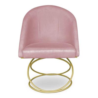 Cadeira De Jantar Luxo Base De Metal Dourado Sala Esritório Recepção Suede Veludo Rosa Do Lar Móveis