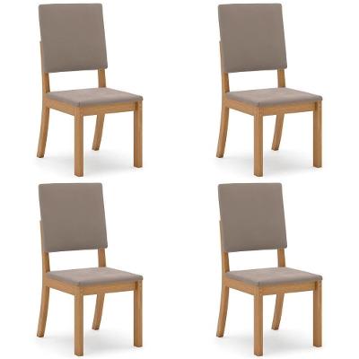 Cadeira de Jantar Elora H02 Kit 4 Estrutura em MDF MDP Estofada em Veludo Marrom Mpozenato