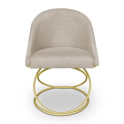 Cadeira De Jantar Luxo Base De Metal Dourado Sala Esritório Recepção Suede Veludo Bege Do Lar Móveis