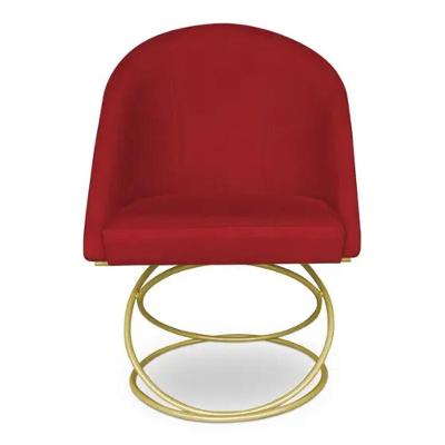Cadeira De Jantar Luxo Base De Metal Dourado Sala Esritório Recepção Suede Veludo Vermelho Do Lar Móveis