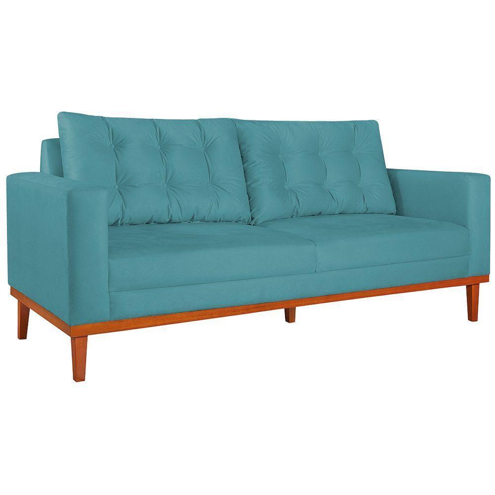Sofá 2 Lugares Dubai Suede - Amarena Móveis Cor Azul Turquesa - 1