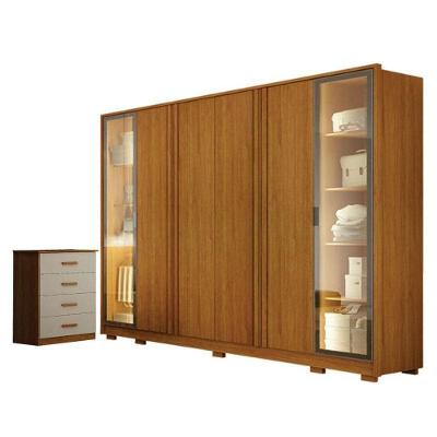 Guarda Roupa Casal Prime 6 Portas Com Led Cinamomo Com Cômoda Rubi 4 Gav Cinamomo Off-white Leifer