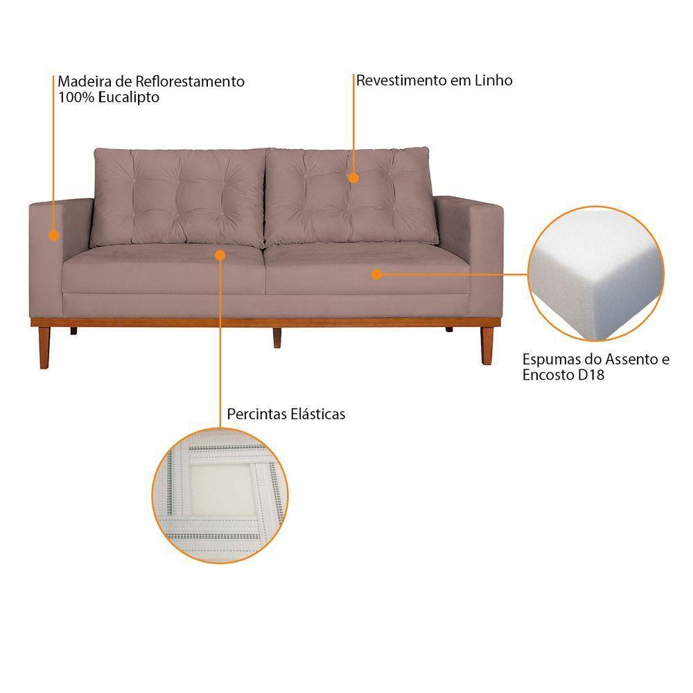 Sofá 2 Lugares Dubai Linho - Doce Sonho Móveis Rosê - 4