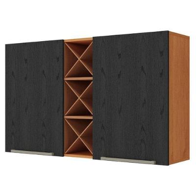 Armário Aéreo Favorita 120cm 2 Portas MDP Porta de Bater Cinamomo Preto Catedral Fosco Zanzini