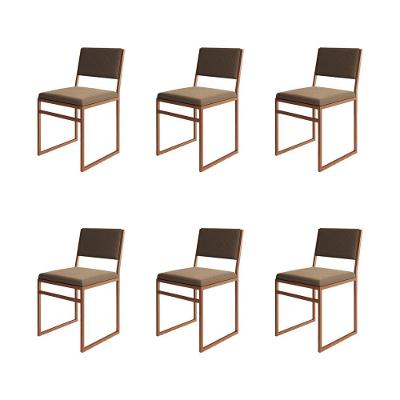 Kit 6 Cadeiras Industrial Isa Veludo Marrom Base Cobre Para Mesa Sala Cozinha - Cobre-marrom