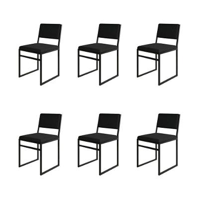 Kit 6 Cadeiras Industrial Isa Veludo Preto Para Mesa Sala Cozinha Conforto - Preto