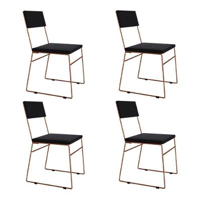 Kit 4 Cadeiras De Jantar Málaga Veludo Base Cobre Para Sala Cozinha Conforto Decor - Cobre-preto