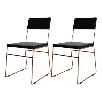 Kit 2 Cadeiras De Jantar Málaga Corino Base Cobre Para Mesa Sala Cozinha E Decoração - Cobre-preto