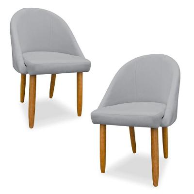 Kit 04 Cadeiras Decorativa Estofada Para Sala Recepção Cozinha Lua Star Veludo Cinza Claro