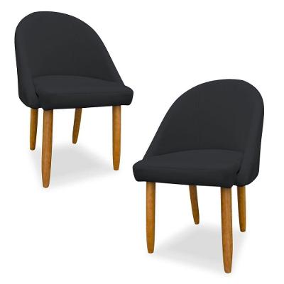 Kit 02 Cadeiras Decorativa Estofada Para Sala Recepção Cozinha Lua Star Veludo Cinza Escuro