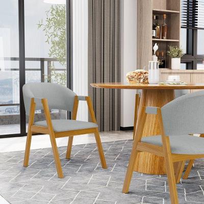 Kit Com 6 Cadeiras Leticia Madeira Maciça Estofada Para Mesa De Jantar Linho Cinza 407