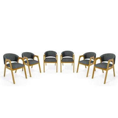 Kit Com 6 Cadeiras Agatha Madeira Maciça Estofada Para Mesa De Jantar Linho Chumbo 406