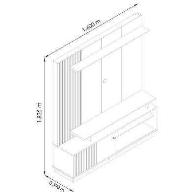Estante Home Theater Ares para TV 75" 160CM MDF MDP com Rodízios Cinamomo - Off White