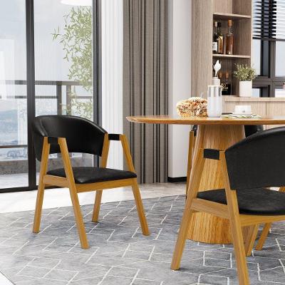 Kit Com 2 Cadeiras Leticia Madeira Maciça Estofada Para Mesa De Jantar Courino Preto 503