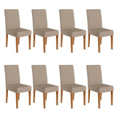 Kit 8 Cadeiras de Jantar Jade MDF Suede Bege Pallazio
