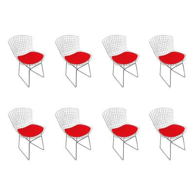 Kit 8 Cadeiras Bertoia Cromada Com Assento Sintético Vermelho