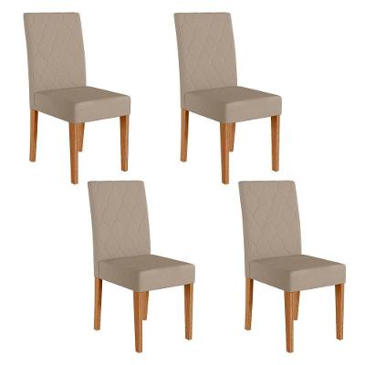 Kit 4 Cadeiras de Jantar Jade MDF Suede Bege Pallazio
