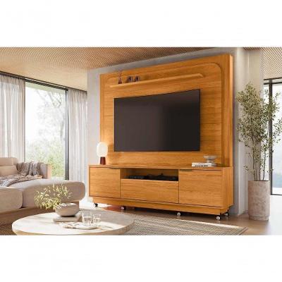 Rack com Painel Nilo para TV Até 75" 200CM MDP com Rodízio Marrom Madetec