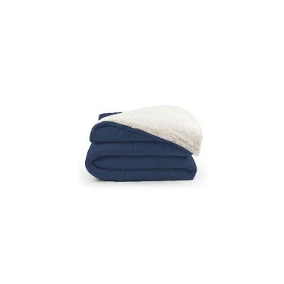 Coberdrom Dupla Face Solteiro Soft e Sherpa Toque de Lã Azul Marinho Valle Enxovais