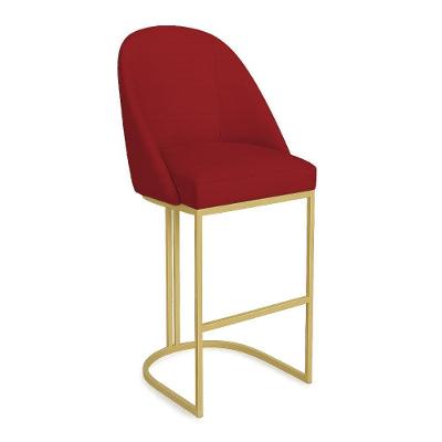 Banqueta Alta Bela Assento em Suede Base Metálica com Encosto Fixo 107cm Vermelho Pallazio