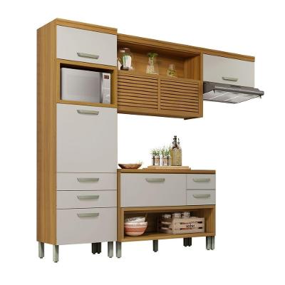 Cozinha Princesa 2 Portas 2 Gavetas MDF 264CM Freijó Off White Nesher Móveis