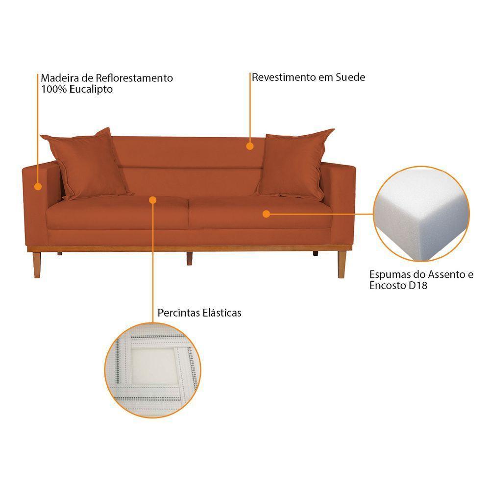 Sofá 2 Lugares Viena Suede - Amarena Móveis Cor Terracota - 4