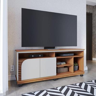Rack para TV Jurerê 65" 150CM MDP com Nichos Organizadores Off White