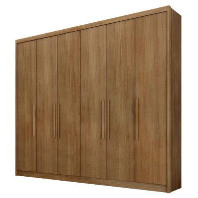 Guarda Roupa Casal Bolonha 6 Portas 6 Gavetas Cumaru 23 com Cômoda Gaveteiro