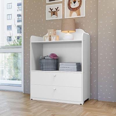 Mini Cômoda Infantil 2 Gavetas com Nicho Organizador Branco MDF Infantile Móveis