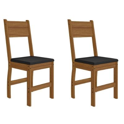 Kit 2 Cadeiras de Jantar Milano MDF Preto Base Carvalho Pallazio