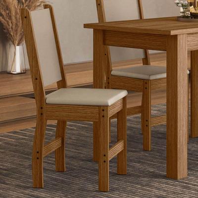 Kit 2 Cadeiras de Jantar Clara Estrutura MDF Courino Bege Pallazio