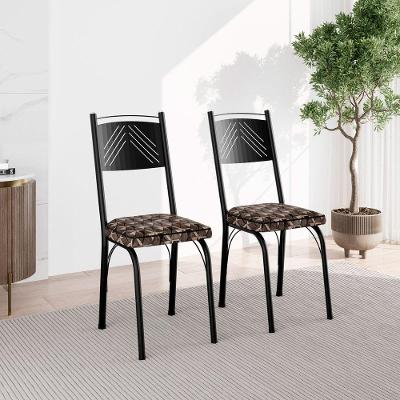 Kit 2 Cadeiras de Jantar 151 SF Aço Tubular Couro Sintético Preto Combo Stock