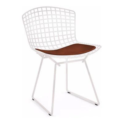 Kit 2 Cadeiras Bertoia Branca Com Assento Marrom