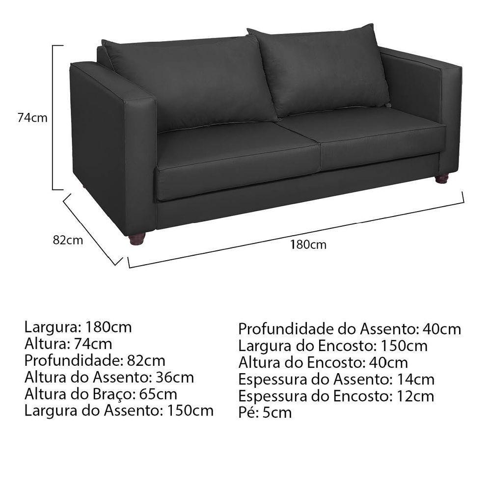 Sofá 2 Lugares Lisboa Suede - Doce Sonho Móveis Preto - 5