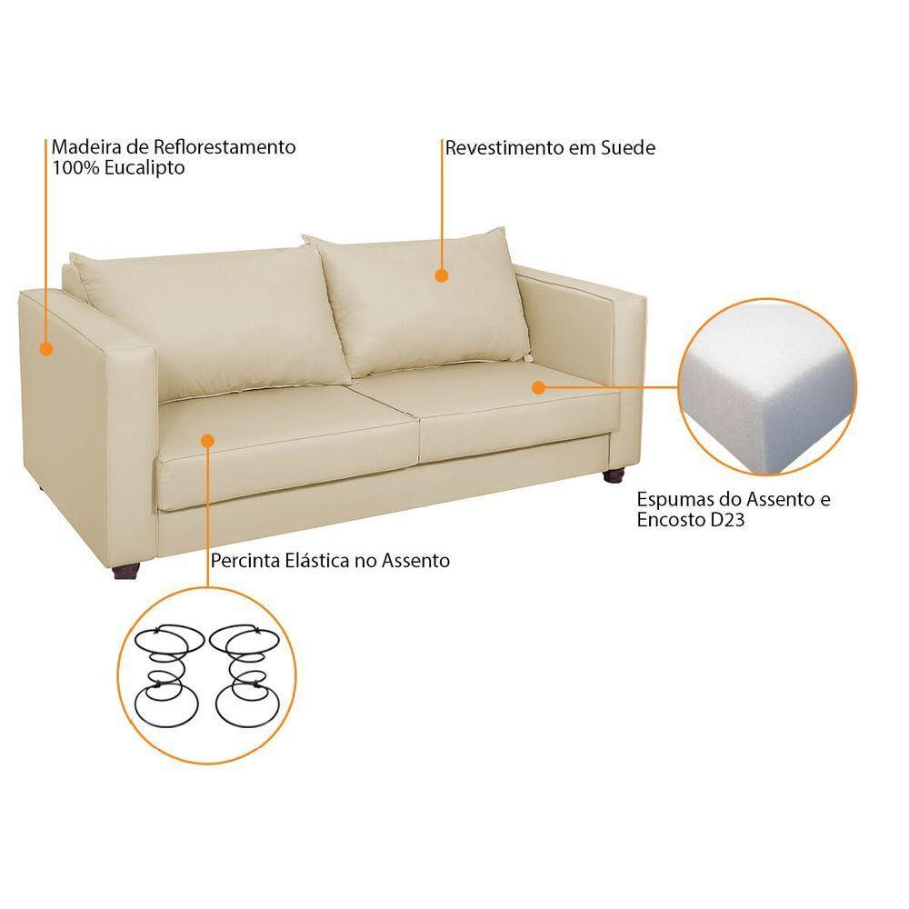 Sofá 2 Lugares Lisboa Suede - Doce Sonho Móveis Bege - 4