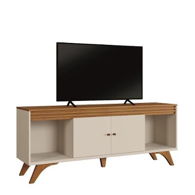 Rack Madrid para TV 75" 160CM MDP com Nicho Ripado Off White Mavaular Móveis