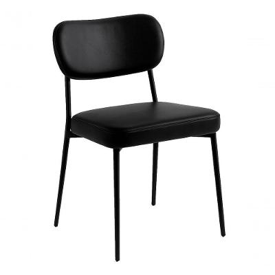 Cadeira Lilly com Estrutura de Madeira e Courino Preto Sallar Home