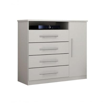 Cômoda Diamante 1 Porta 4 Gavetas MDF Puxador MDF Sapateira Branco Leifer