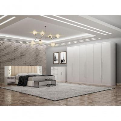 Guarda Roupa Casal Royal 6 Gavetas MDP com Espelho Neve Móveis Novo Horizonte