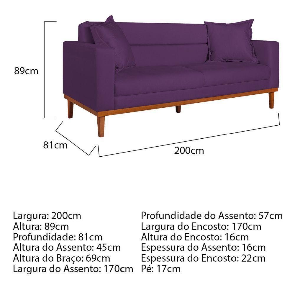Sofá 2 Lugares Viena Suede - Amarena Móveis Cor Roxo - 5