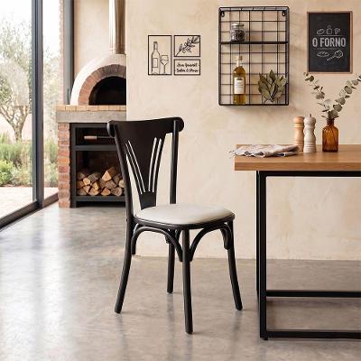 Cadeira de Jantar Paris Luxo Estrutura em Aço Preto e Branco Móveis Iberia