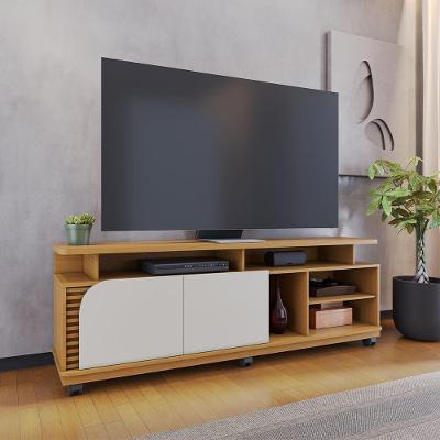 Rack Bancada Jurerê 1.8 para TV 75" 180CM MDP com Nicho Off White Colibri Móveis