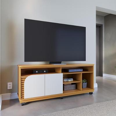 Rack Bancada Jurerê 1.5 para TV Até 65" 150CM MDP com Rodízios Off White Colibri Móveis