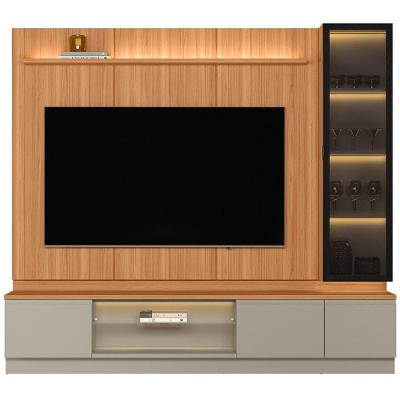 Rack com Painel Magnata para TV 75 180CM MDF-MDP com LED Canela e Gris Linea Brasil