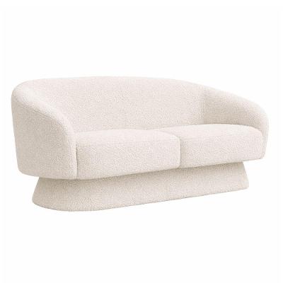 Sofá Solis 2 Lugares 150CM Off White Bouclé Couro Sintético Sallar