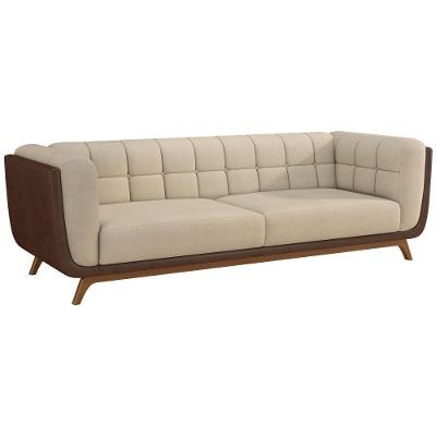 Sofá Coin 2 Lugares 180CM Marrom e Off White Courino Bouclê Suave Sallar Home