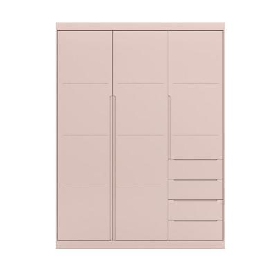 Guarda Roupa Infantil Jade 3 Portas Giratória 4 Gavetas MDF Rosa Sallar Home
