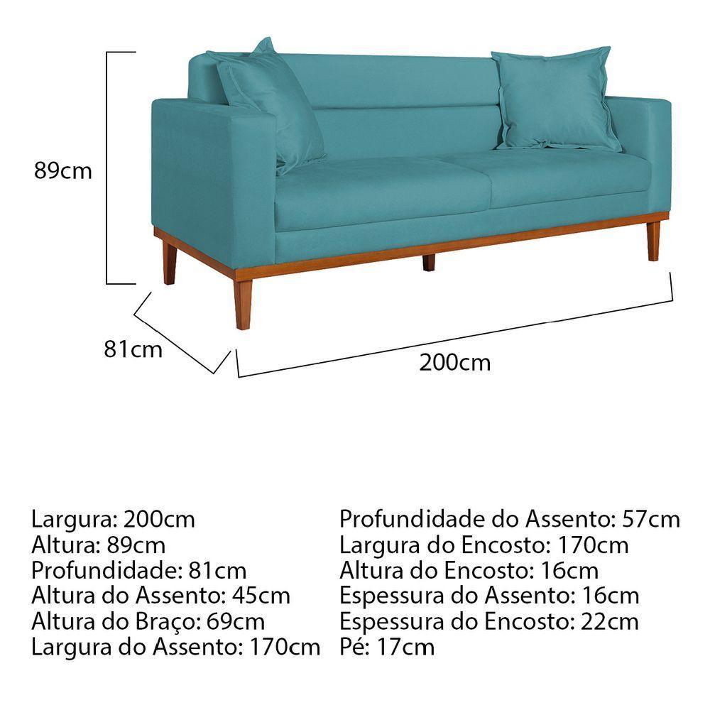 Sofá 2 Lugares Viena Suede - Doce Sonho Móveis Azul Turquesa - 5